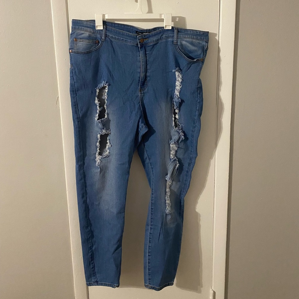 Fashion Nova Distress Denim Jeans- Plus Size